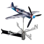 Assembled Yak9 stainless steel outdoor weathervane and spinner with Cardinal Points and Extender for wall mounting