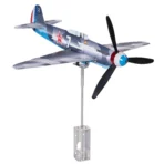 Yak9 kinetic stainless steel wind sculpture airplane model weathervane and spinner