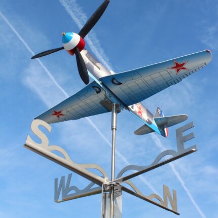 vintage metal airplane wind spinner and weathervane