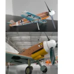 Hans Joachim Marseille Bf109F4 assembled airplane weathervane model next to original fighter in the museum