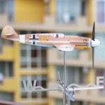 Bf109 Hans Joachim Marseille airplane weathervane STEM kinetic kit assembled and installed in urban environment