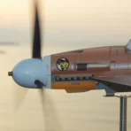 Spinning propeller of Marseille Bf109 airplane weathervane with Luftwaffe Jagdgeschwader 27 squadron emblem