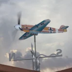 German airplane weathervane spinning against the sky showcases the result of working with Bf109 STEM kinetic kit