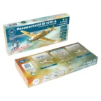 Stainless steel weathervane and Luftwaffe Bf109 aircraft model STEM construction set inside gift box